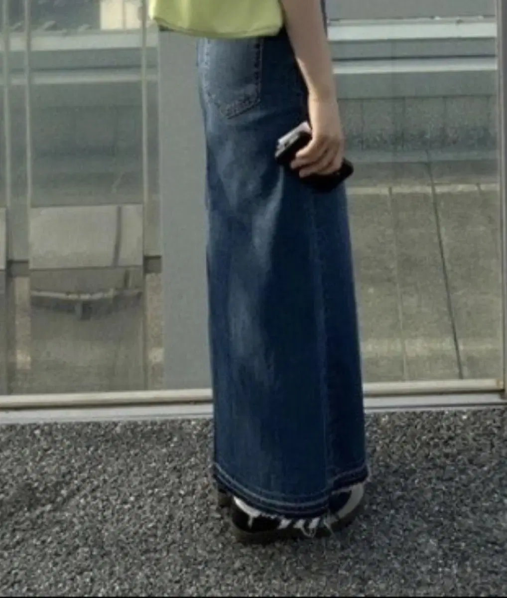 일본 denim long skirt